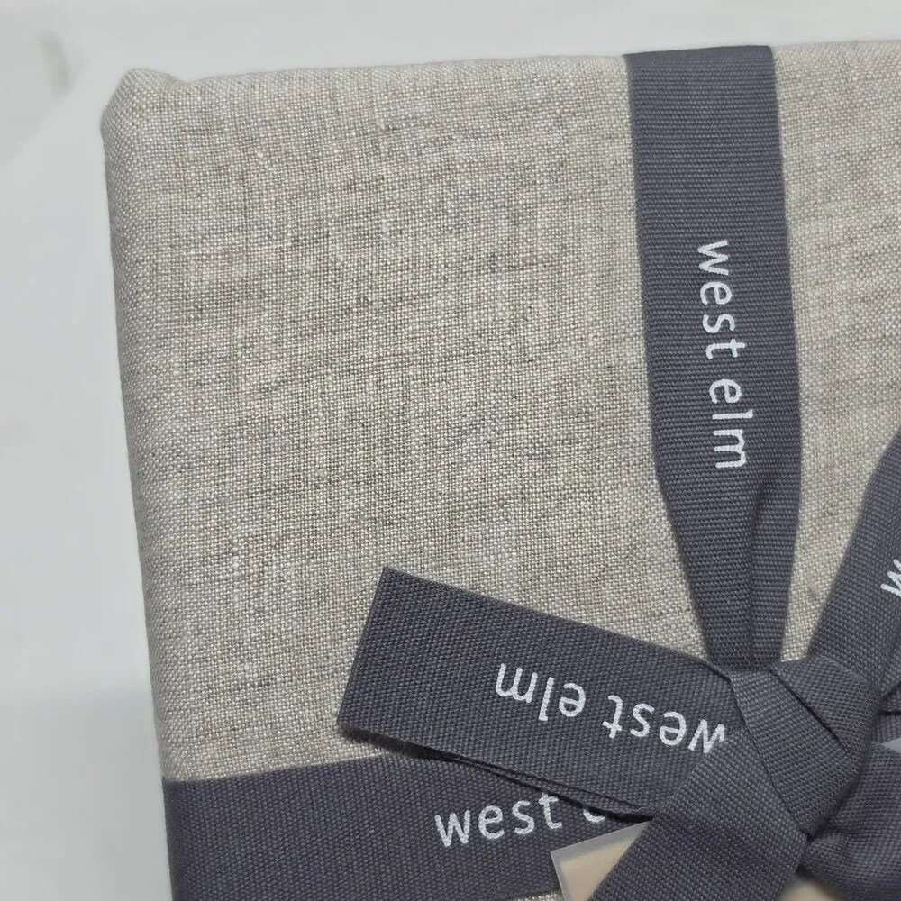 New West Elm Belgian Flax Linen Light Gray KING Sham Pillowcase Set Of 2